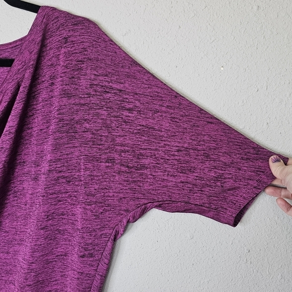 Apt 9 Purple Black Shiny Space Dye Cowl Neck Blouse Size L Large - Picture 4 of 12